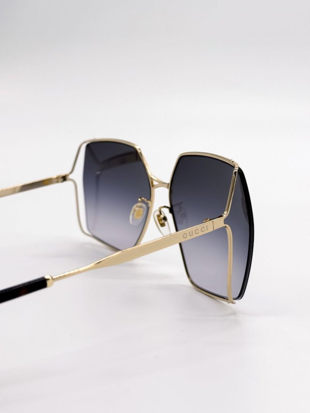 NEW GUCCI SUNGLASSES GG0817S 001 GOLD/GRAY SQUARE WOMEN GUCCI EYEWEAR - Picture 8 of 11